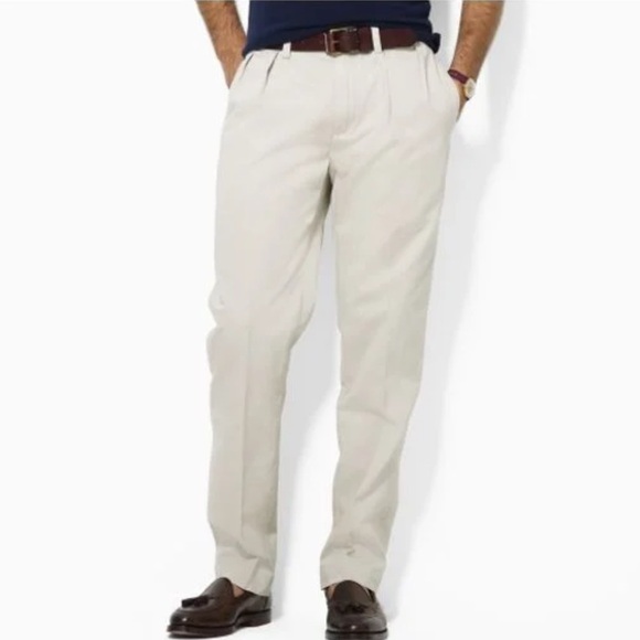 Polo by Ralph Lauren Ethan Pleated Chino Pants Men’s Size 33x30 Beige - Picture 1 of 5
